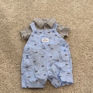 Carter's Blue and Gray Elephant Overalls